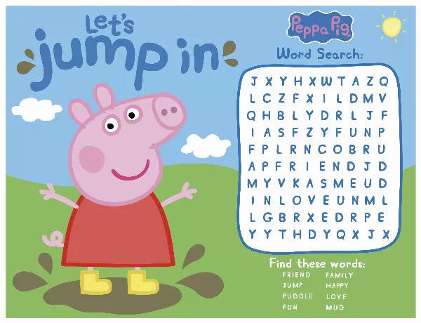 Peppa Pig Let's Jump In Wordsearch